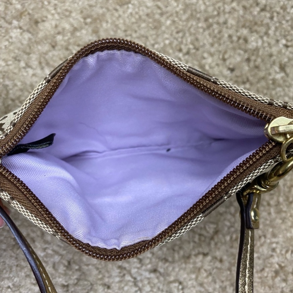 Coach Brown Bronze Canvas Wristlet - Picture 3 of 3